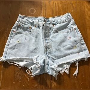 Levi's Light Blue Jean Shorts with Embroidery